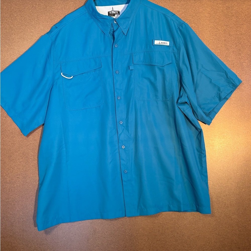 Habit Men's XXL Blue Short Sleeve Button Down Vented Shirt